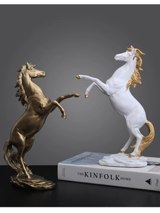 Detailed view of horse sculpture showing metallic texture and modern luxury muscle lines