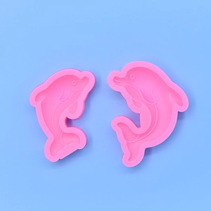 Pink silicone dolphin cake molds set for fondant and DIY ocean-themed desserts