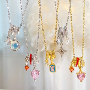 Squisite collane placcate in oro 18k con ciondoli a cuore e stella in zircone da donna