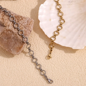 Minimalist 14K gold plated stainless steel chain anklets in gold and silver finish