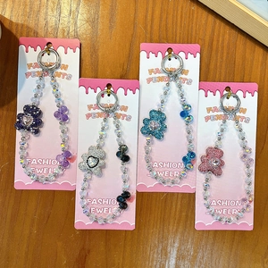 Creative crystal heart bear beaded charms for phones and bags in four vibrant colors