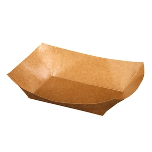 Eco-friendly brown kraft paper boat-shaped food tray for snacks and appetizers