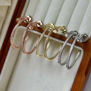 Orecchini a Cerchio di Lusso con Zirconia a Chiodo con Perno in Argento Sterling 925 Rame Placcato Oro Forma a C Gioielli da Donna