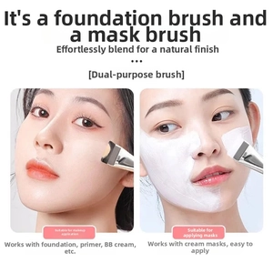 Dual-use makeup brush for seamless foundation application and even spreading of cream masks