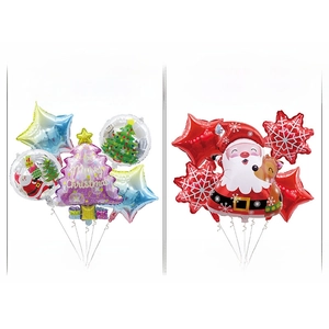 Christmas foil balloon set with Santa, Tree and Star shapes for party decoration