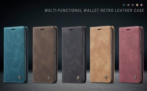 Five assorted colors of multi-functional wallet retro leather cases for smartphones