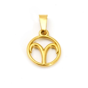 Polished gold stainless steel Aries constellation pendant with a minimalist hollow design