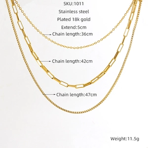Dreilagige Edelstahlkette mit 18 Karat Vergoldung und verschiedenen Kettenarten für Damen