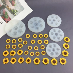 DIY sunflower silicone molds for cake fondant and resin crafts with flower accessories