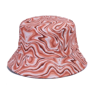 Detailed macro view of the marble pattern fabric on this reversible sun bucket hat