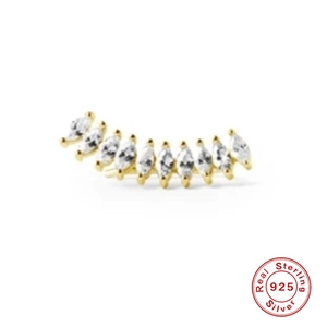 925 Sterling Silver Marquise Geometric Stud Earrings For Women Gold Plated Zirconia Inlaid Luxury Korean INS Fashion Jewelry