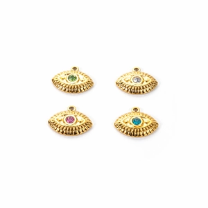 18K gold plated stainless steel evil eye charms with colorful zircon stones