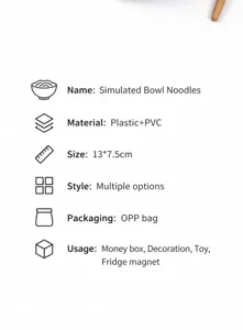 Specifiche dettagliate del salvadanaio a ciotola di ramen giapponese in PVC 13x7,5cm