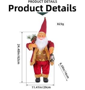 Detailed 24-inch Santa Claus figurine with red hat and lantern on white background
