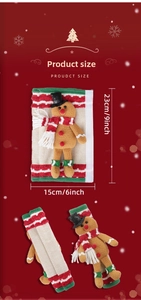 Detail showing gingerbread man fridge handle covers with dimensions of 23cm by 15cm