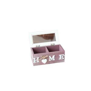 Minimalist wooden jewelry organizer with two compartments and transparent glass lid for home