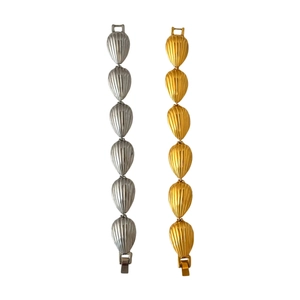Retro 18k gold and silver plated titanium steel bracelets with shell texture links