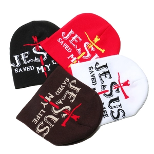Bonnet En Tricot Acrylique Hiver Chaud Jacquard Croix Jesus Saved My Life Streetwear Punk Hip Hop Pour Hommes Femmes