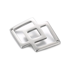 Minimalist double square interlocking stainless steel pendant with silver finish for DIY jewelry