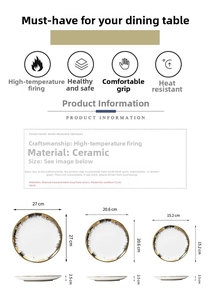 Size chart for ceramic plates showing 27cm, 20.6cm and 15.2cm diameter specifications