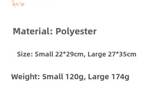 Size chart for polyester laptop sleeve showing dimensions and weights for two sizes