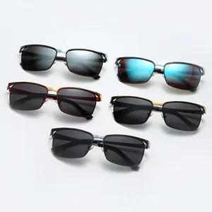 Polarized retro driving sunglasses for men with stylish metal frames in five colors