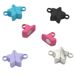 Pentagram star magnetic clasps for DIY jewelry in multiple colors with dual loops