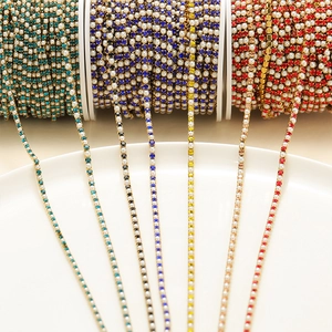 Colorful pearl and zircon stainless steel cup chain for DIY jewelry making and crafts