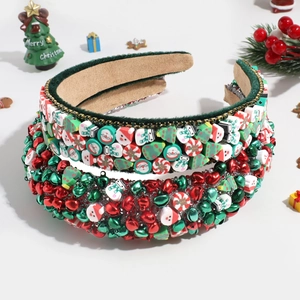 Serre-têtes de Noël festifs avec sequins et cloches aux motifs de Père Noël et bonhommes