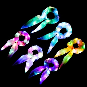 LED Glowing Hair Scrunchies Satin Satin Elastic Hair Ties Night Light Headwear Party Accessories