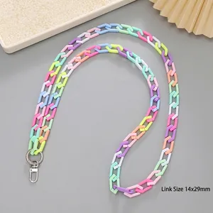 Detail view of 14x29mm colorful acrylic links for phone crossbody chain and accessory