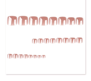 Detailed set of 24 pieces nude pink glossy press-on toenails in various sizes