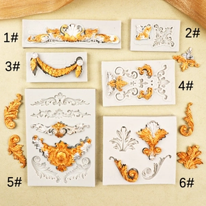 Baroque style silicone relief molds for fondant and chocolate decoration set of 6