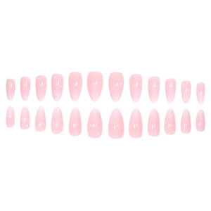 Faux ongles amande rose avec dégradé et détails en perles, lot de 24 pièces