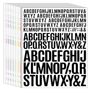 Stack of multi-color vinyl uppercase alphabet stickers in various sizes for scrapbooking