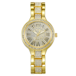 Montre Femme À Quartz Mode Luxe Strass Bracelet En Alliage Chiffres Romains Élégante Montre-Bracelet Brillante