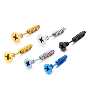 Unisex Schraub-Ohrstecker aus Titanstahl in sechs Metallic-Farben für den Alltag