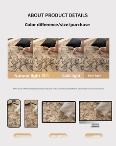 Carpet color differences shown under various lighting and digital display screens