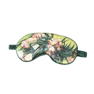 Unisex Van Gogh art sleep mask with floral oil painting print and smooth silk texture