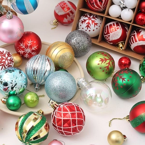 Set of 44 colorful Christmas ball ornaments in various finishes for tree decoration
