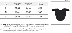 Tableau des tailles détaillé avec mesures pour le crop top sexy à col en U et épaules nues