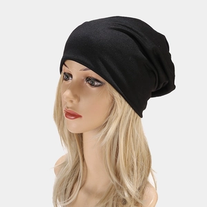 Bonnet tombant noir classique pour hommes et femmes, style fin en maille souple double