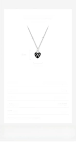 Detail view of s925 silver spade heart necklace with 40+5cm length specifications