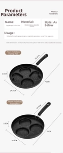 Maifan stone 4-hole egg frying pan with heat-resistant handle and size specifications