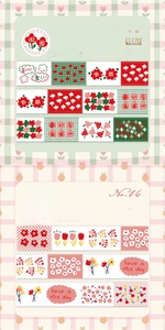Vue détaillée des motifs floraux sur les bandes de ruban washi No.05 et No.06