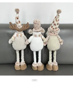 Set di 3 pupazzi natalizi in peluche con renna, pupazzo di neve e Babbo Natale