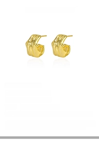 Detailed view of 18K gold S925 silver earrings with unique irregular lava texture