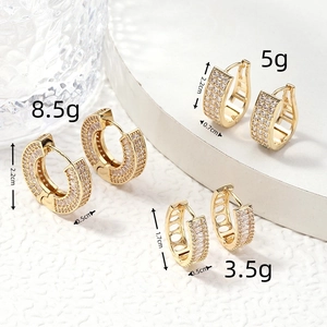 Three-piece set of gold-plated hoop earrings with cubic zirconia in various sizes
