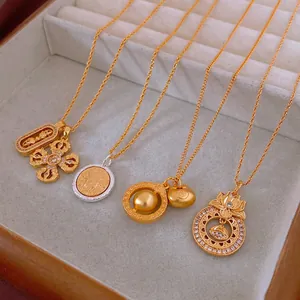 New Chinese Style Pendant Necklace Copper Zircon Lotus Safety Lock Flower Vintage Light Luxury Ethnic Jewelry For Women