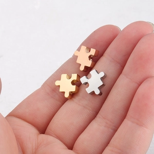 Détails de breloques en forme de puzzle en or, argent et or rose pour bijoux DIY